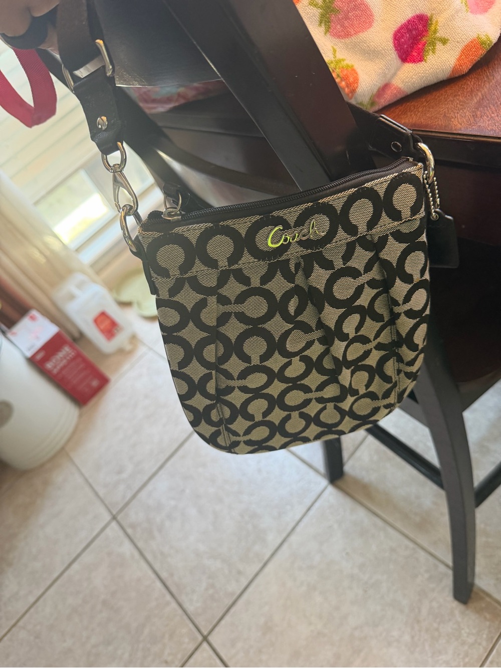 Coach Black and Tan Signature 'C' Crossbody Bag